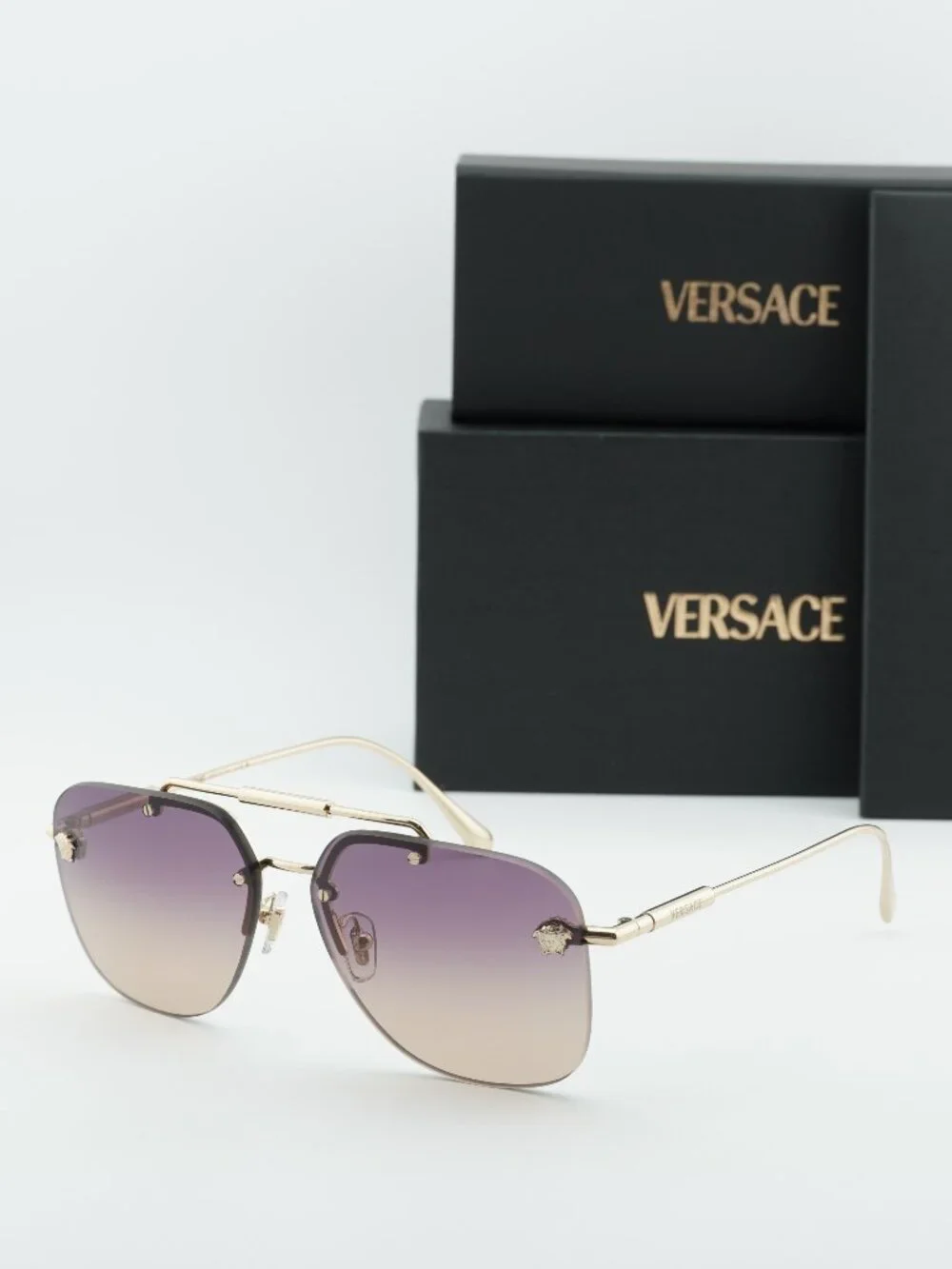 Versace VE2296 125270 Aviator Sunglasses – Gold / Violet